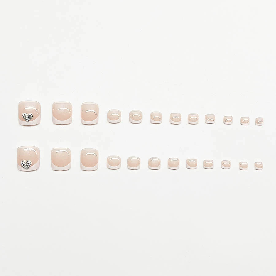 No.433 Heart Diamonds Toenails Patch 24pcs/Set