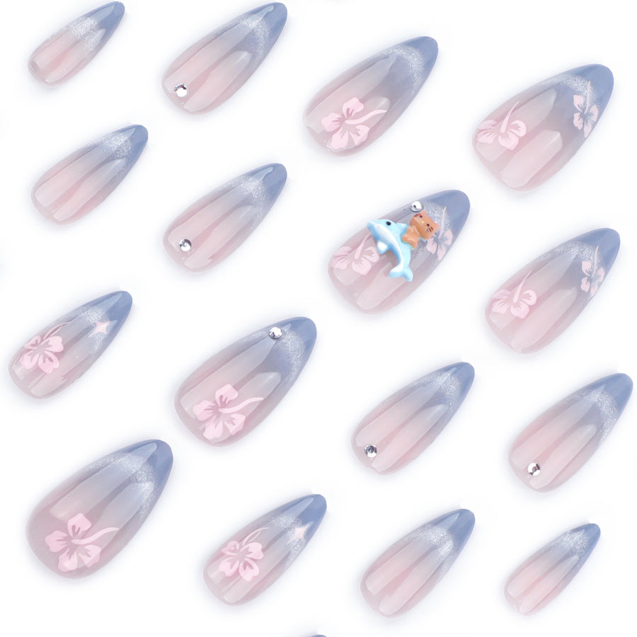 No.F348 Blue Cat's Eye Fingernails Patch 24pcs/Set
