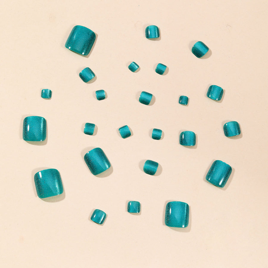 No.39 Green Cat Eye Toenails Patch 24pcs/Set