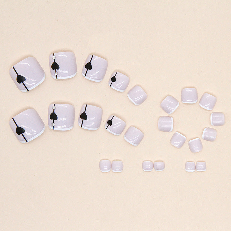 No.236 Black Love Heart Toenails Patch 24pcs/Set