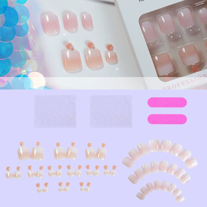 No.PSN10 Pink&White Gradient Hand & Toe Pair Set-48pcs