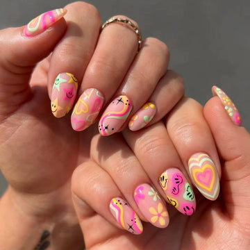 No.F252 Love Smiley Face Fingernails Patch 24pcs/Set
