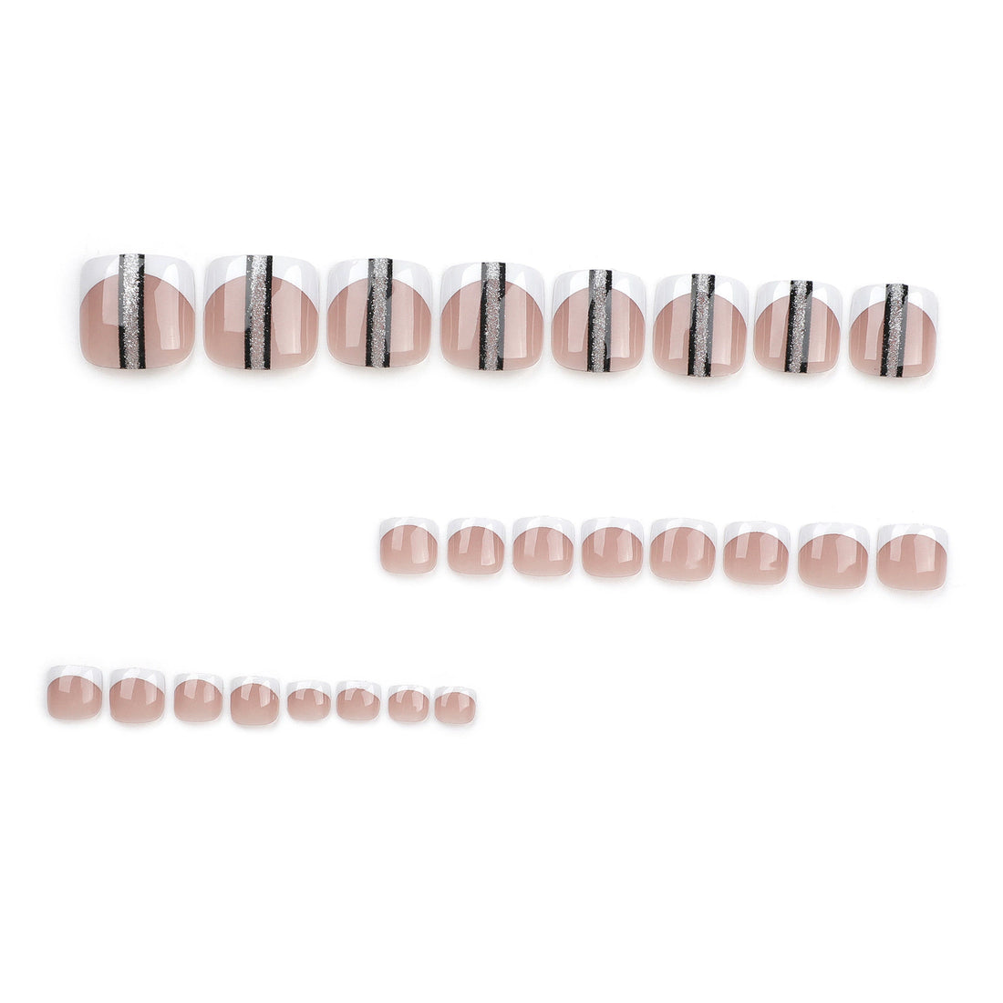 No.450 Black Stripes Toenails Patch 24pcs/Set