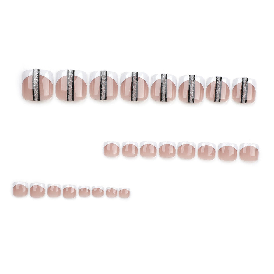 No.450 Black Stripes Toenails Patch 24pcs/Set