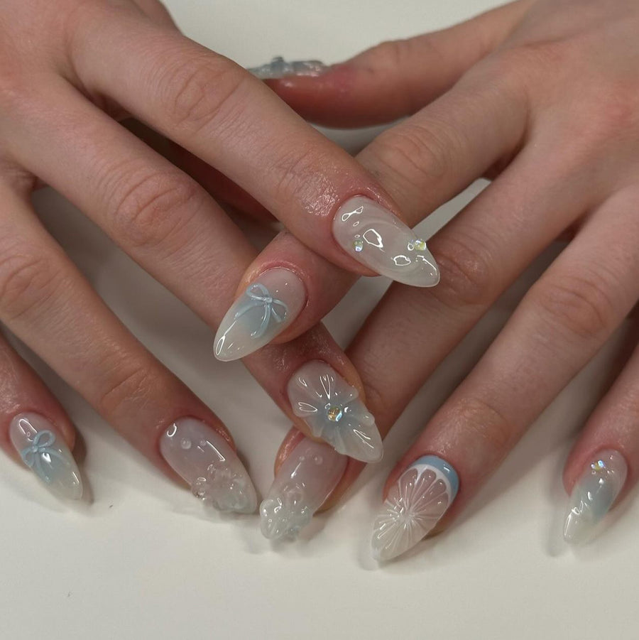 No.F401 3D Lemon Fingernails Patch 24pcs/Set