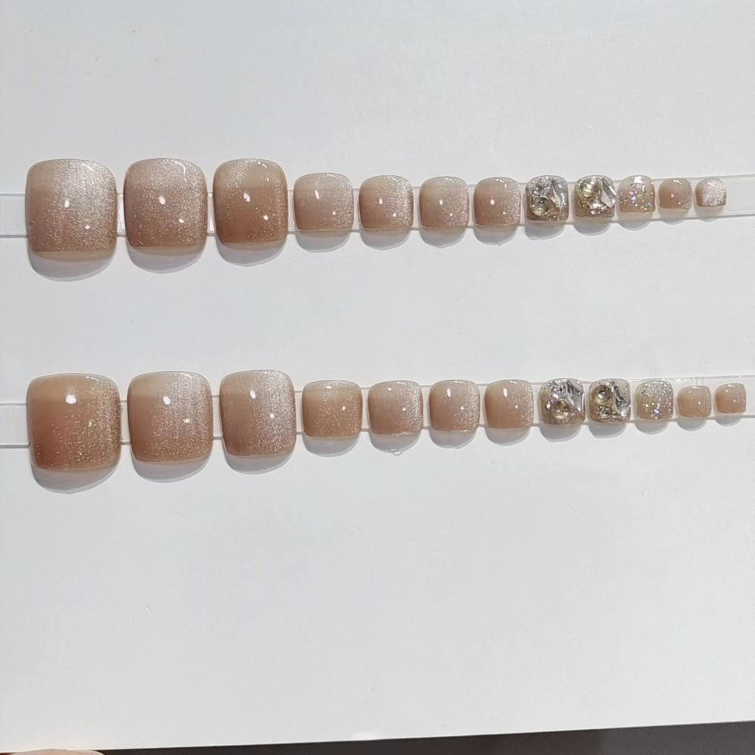 No.38 Light Brown Cat Eye Toenails Patch 24pcs/Set