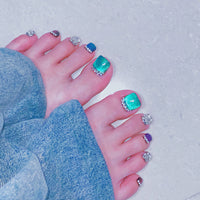 No.94 9D Galaxy Blue Cat' Eye Toenail 10pcs/Set