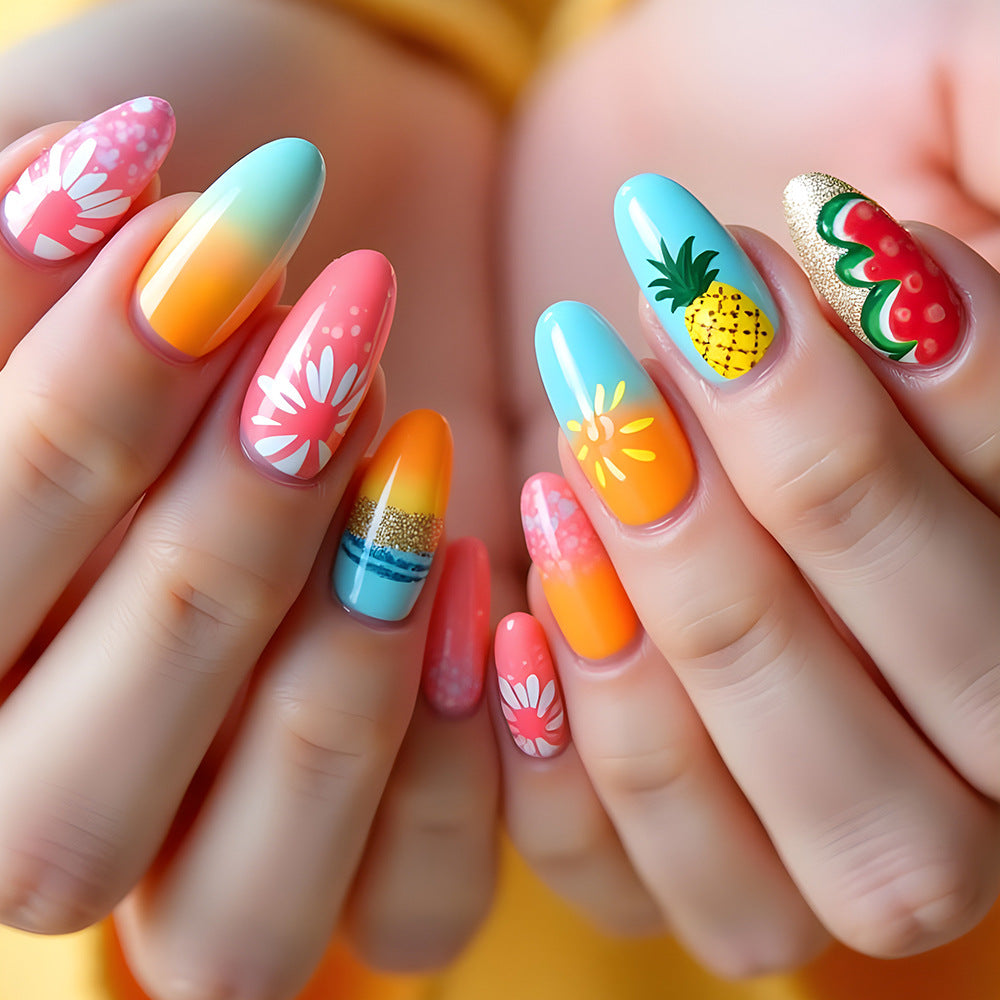 No.BH5 Summer Pineapple Fingernails Patch 24pcs/Set
