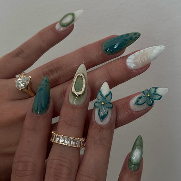 No.F525 Green Fingernails Patch 24pcs/Set
