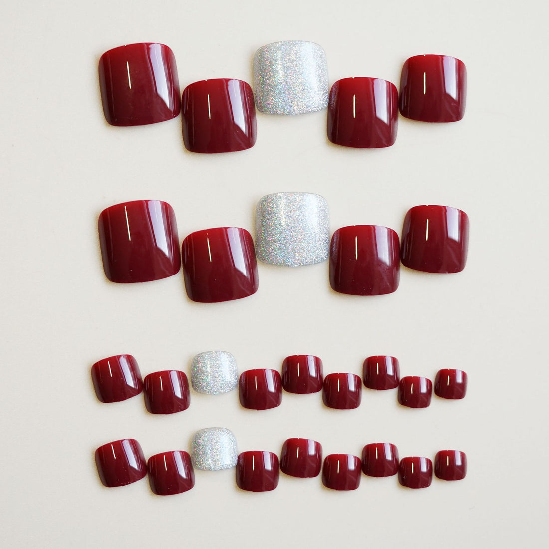 No.531 Wine Red Toenails Patch 24pcs/Set