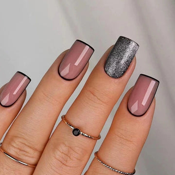 No.F345 Black Hollow Fingernails Patch 24pcs/Set