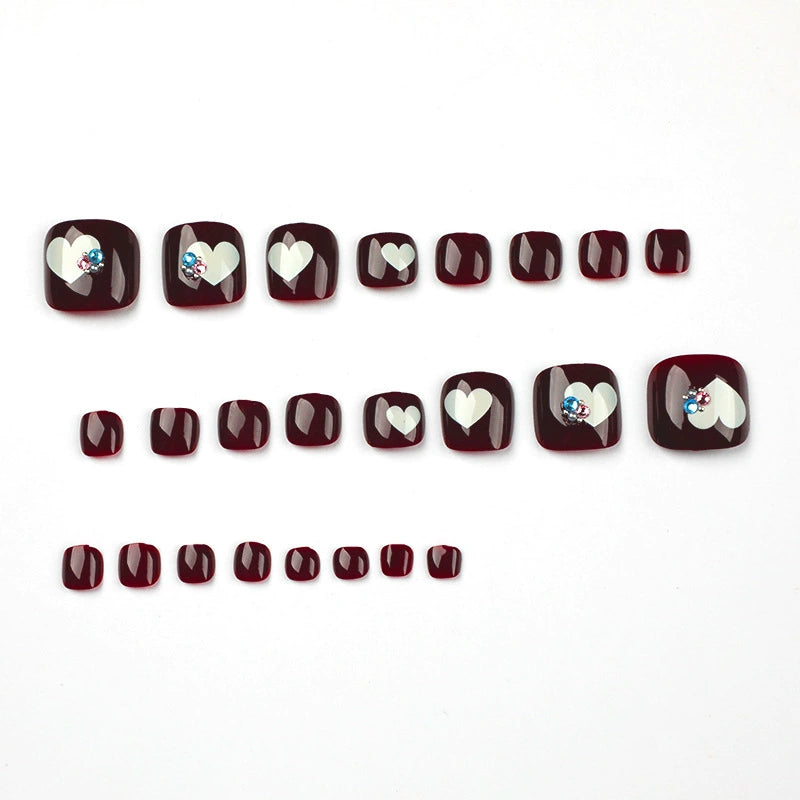 No.411 Brown Love Toenails Patch 24pcs/Set
