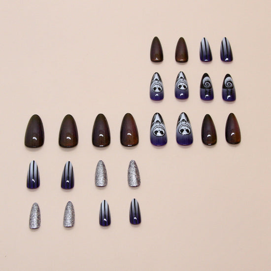 No.PSN172 Halloween Purple Cat's Eye Hand & Toe Pair Set-48pcs