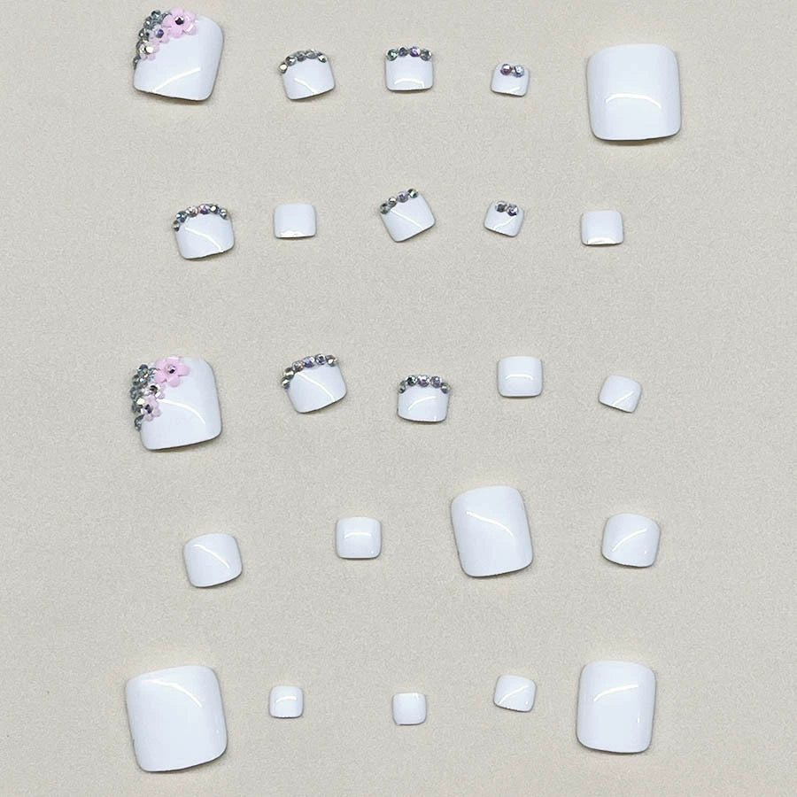 No.426 White Diamond Toenails Patch 24pcs/Set