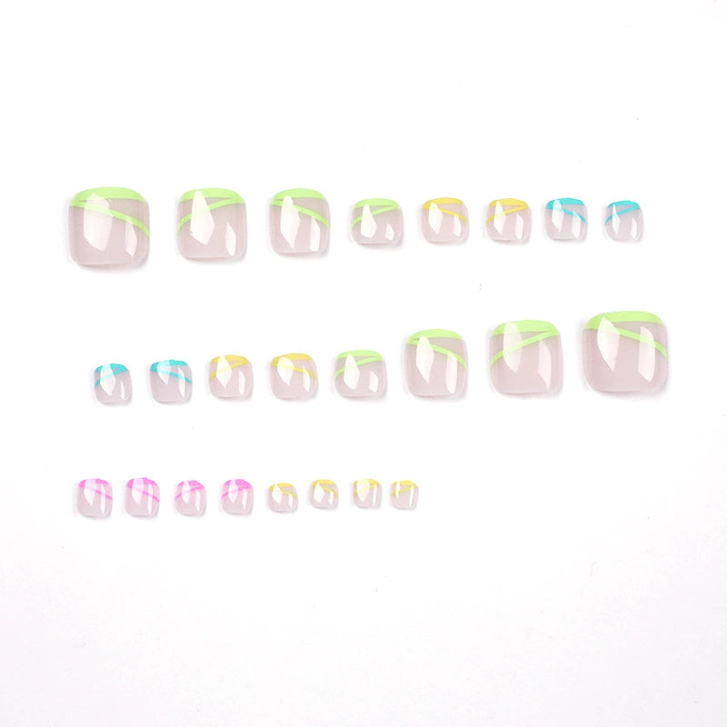 No.405 Four Color Lines Toenails Patch 24pcs/Set