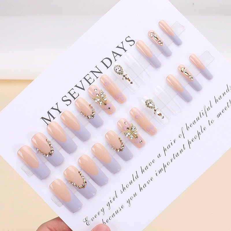 No.F344 Butterfly Diamond Fingernails Patch 24pcs/Set