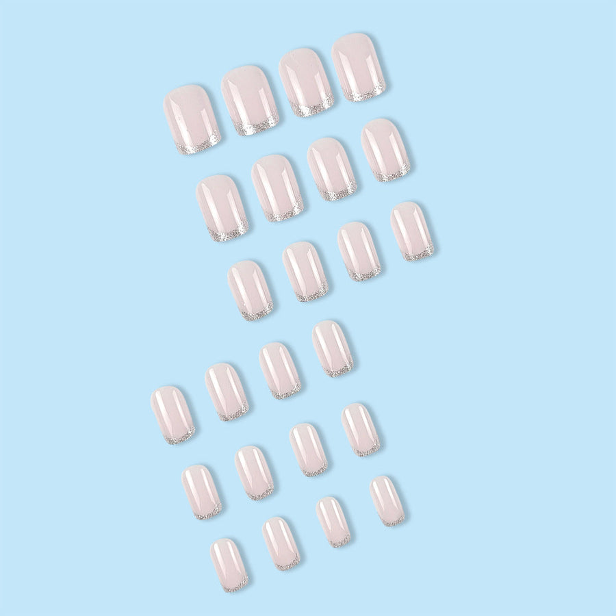 No.F4 Flashing Silver Edge Fingernails Patch 24pcs/Set