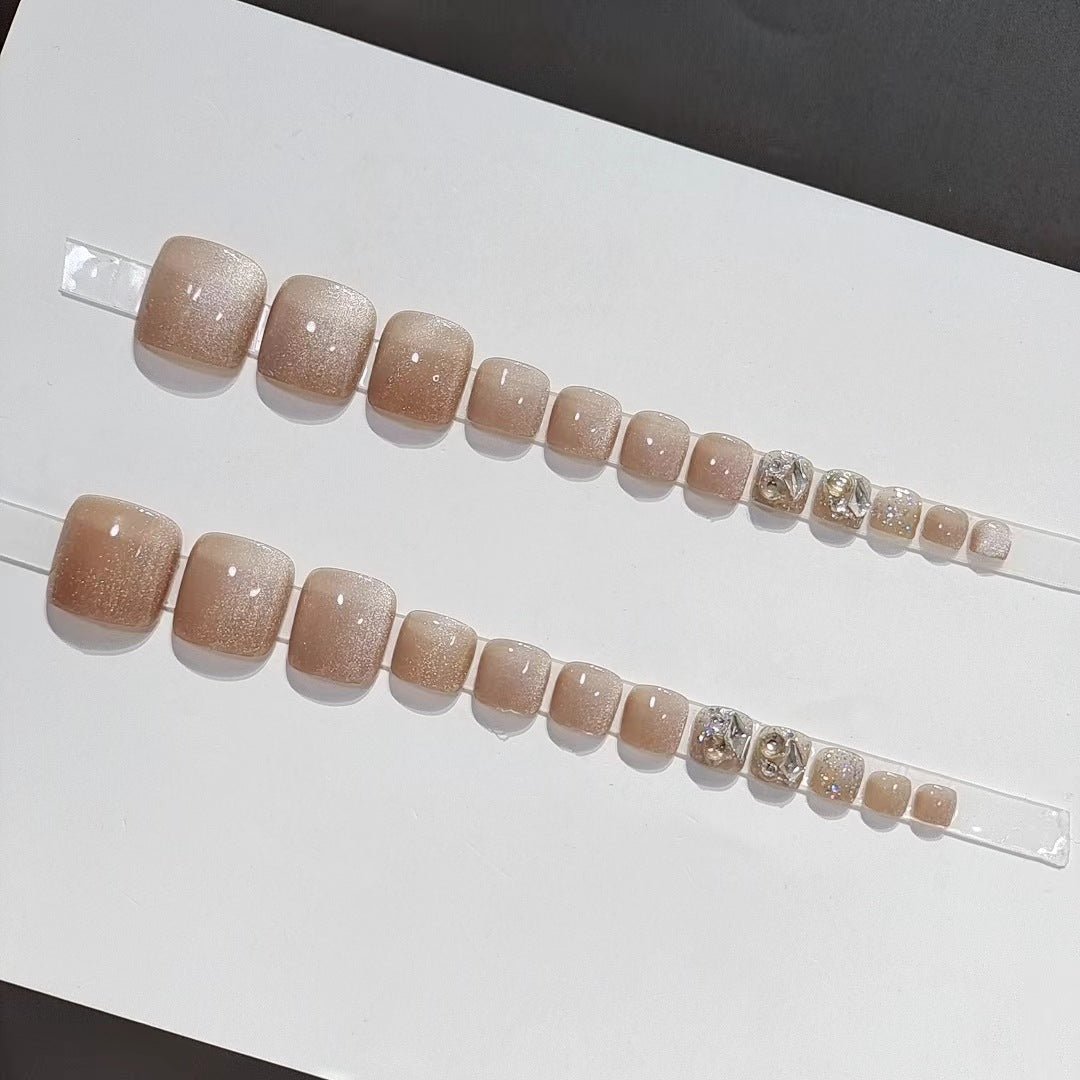 No.38 Light Brown Cat Eye Toenails Patch 24pcs/Set
