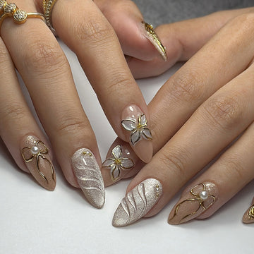No.F523 Bow Cat's Eye Fingernails Patch 24pcs/Set
