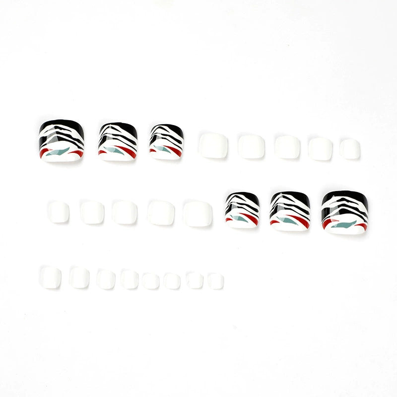 No.454 Red&Green Lines Toenails Patch 24pcs/Set