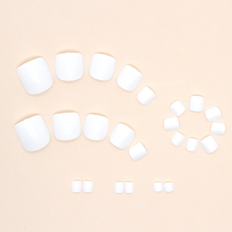 No.140 White Glossy Press On Toenails 24pcs/Set