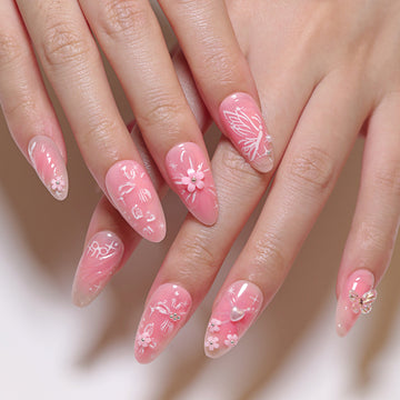 No.F376 Butterfly Flowers Fingernails Patch 24pcs/Set