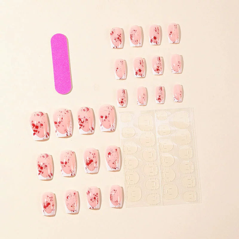 No.F241 Red Fingernails Patch 24pcs/Set