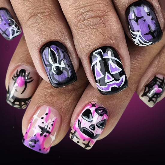 No.PSN169 Halloween Purple Spider Hand & Toe Pair Set-48pcs