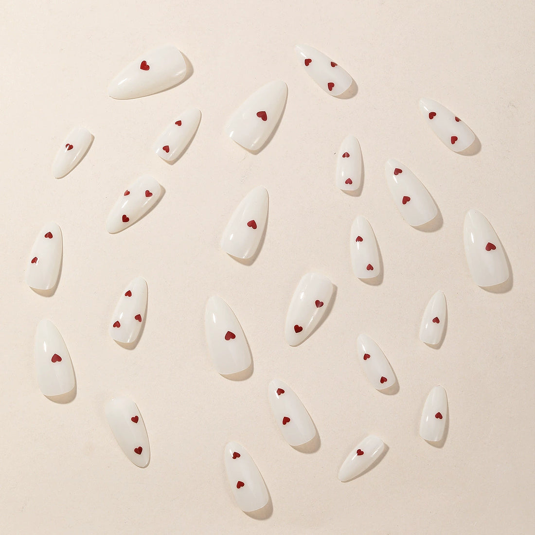 No.VN42 White Love Fingernails Patch 24pcs/Set