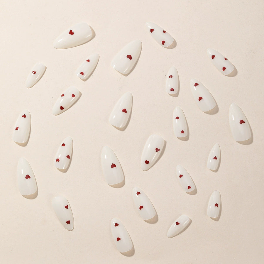 No.VN42 White Love Fingernails Patch 24pcs/Set