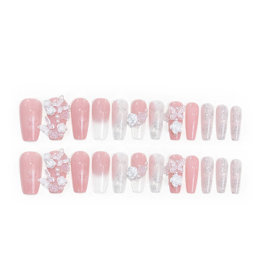 No.F303 Flowers&Butterflies Fingernails Patch 24pcs/Set