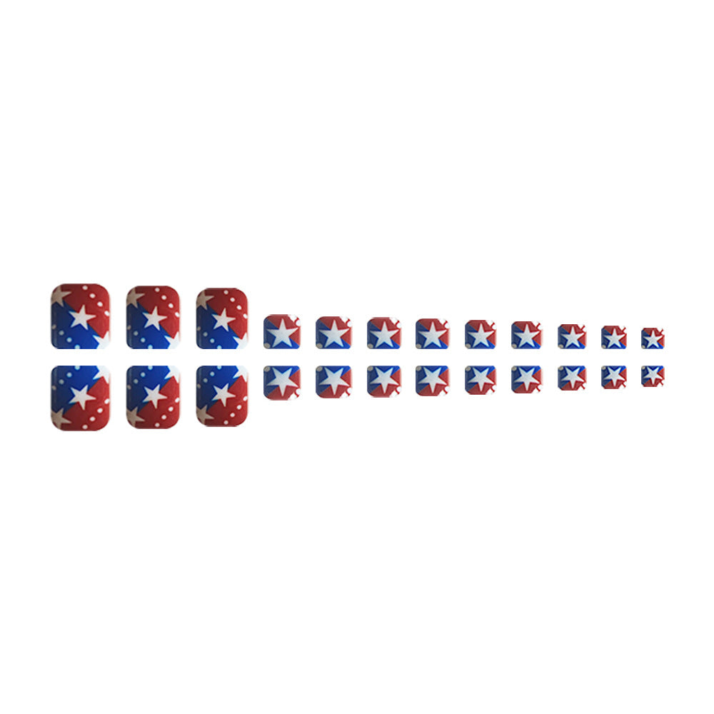 No.JFN2 4th of July Stars&Dots Toenails Patch – 24pcs