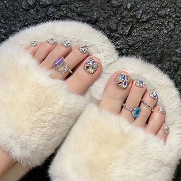 No.18 Flashing Colored Diamonds Toenail Patch 24pcs/Set