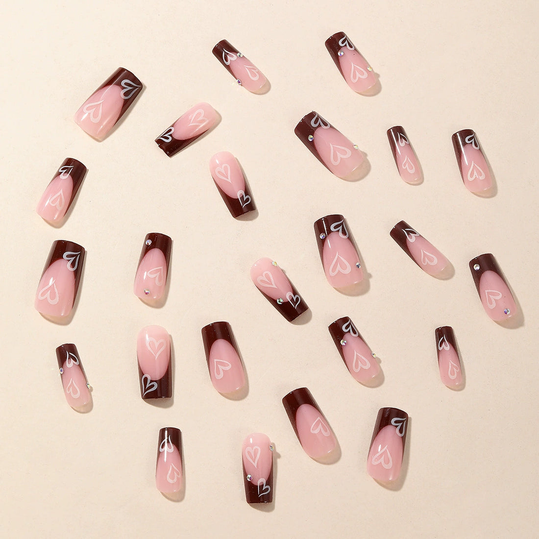 No.VN38 Cute Heart Fingernails Patch 24pcs/Set