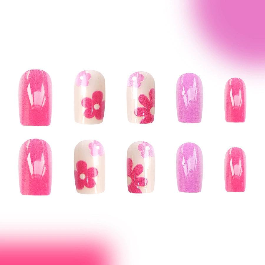 No.F294 Purple Flower Fingernails Patch 24pcs/Set