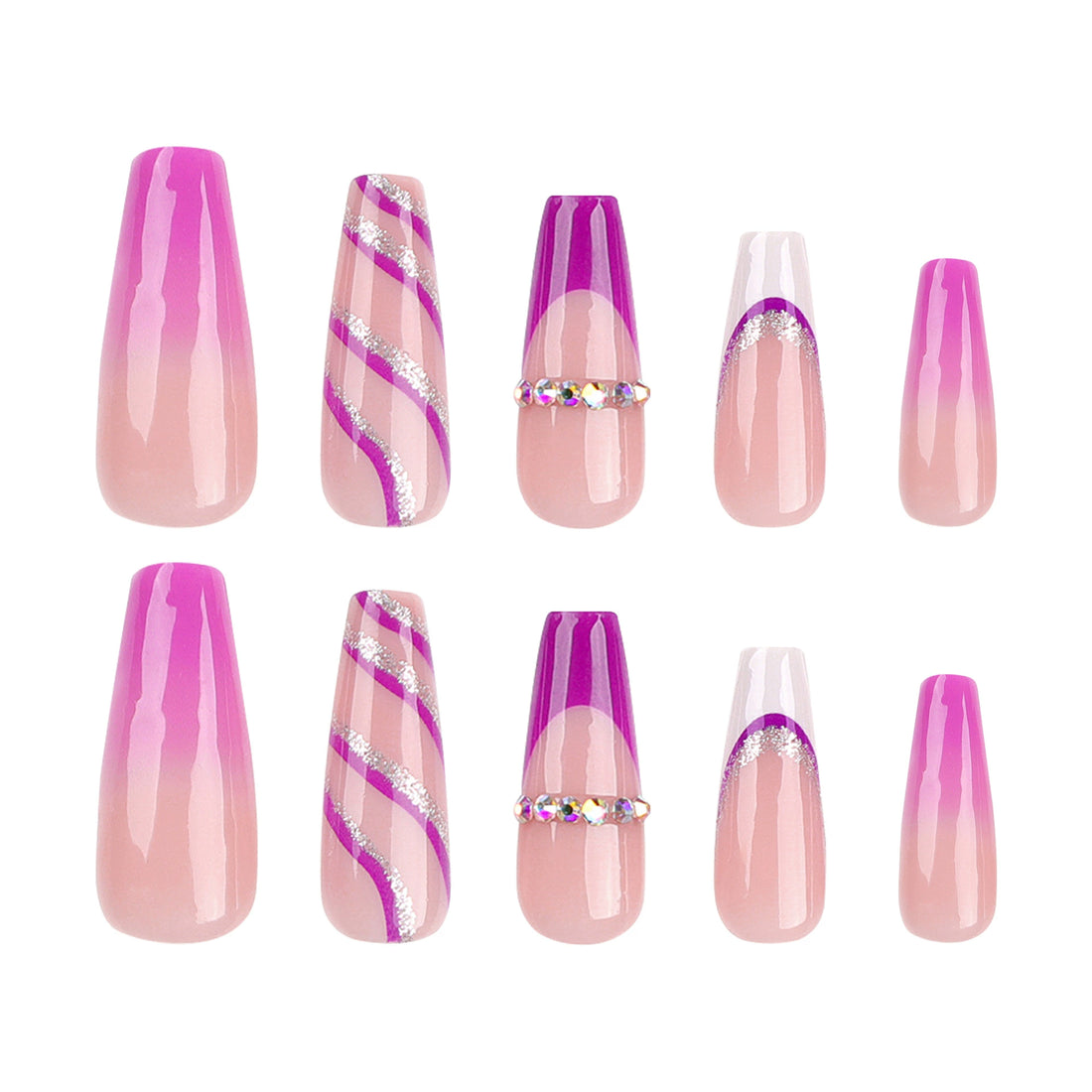 No.F335 Purple Flash Fingernails Patch 24pcs/Set