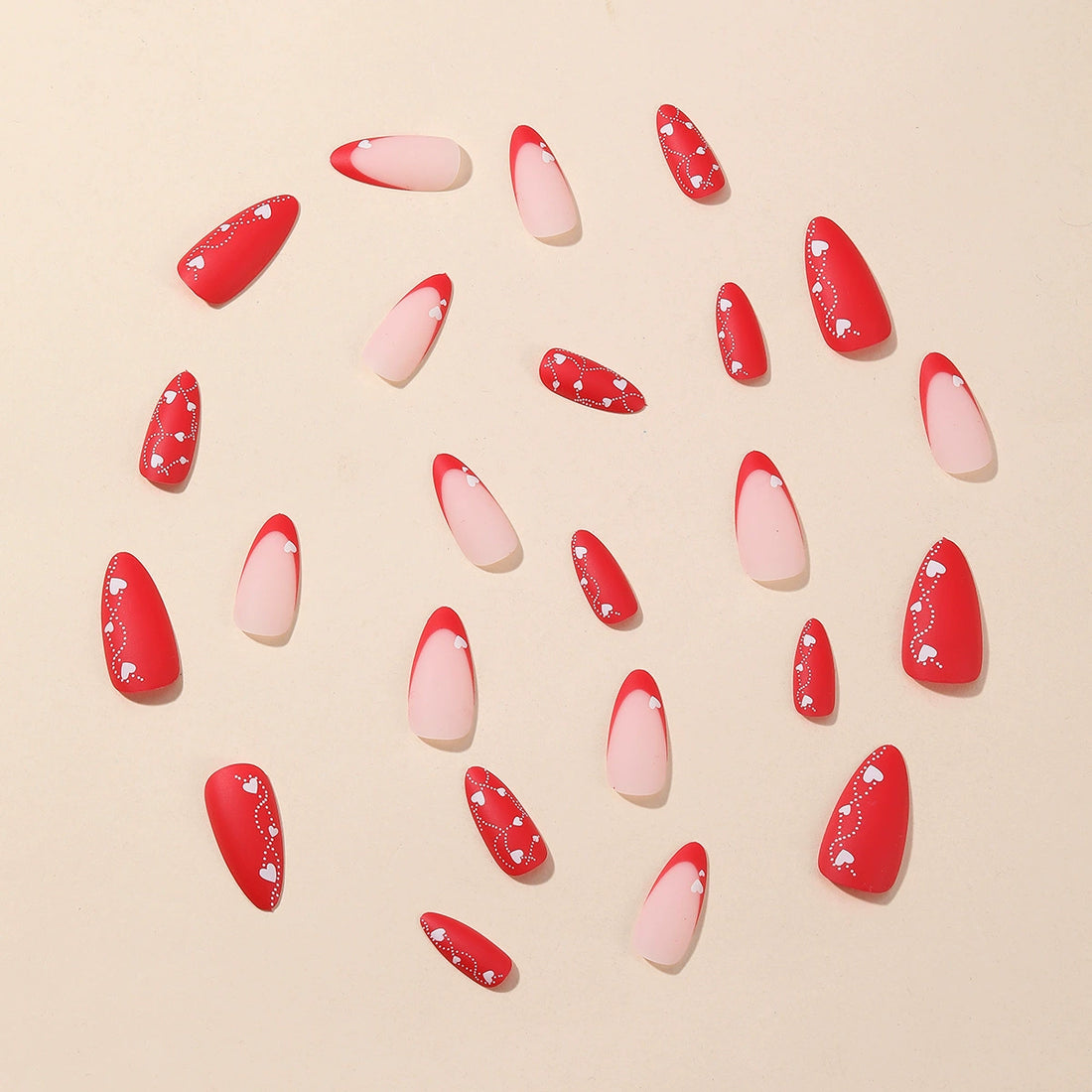 No.VN46 Red Love Fingernails Patch 24pcs/Set
