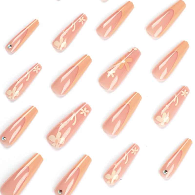No.F332 Orange Fingernails Patch 24pcs/Set