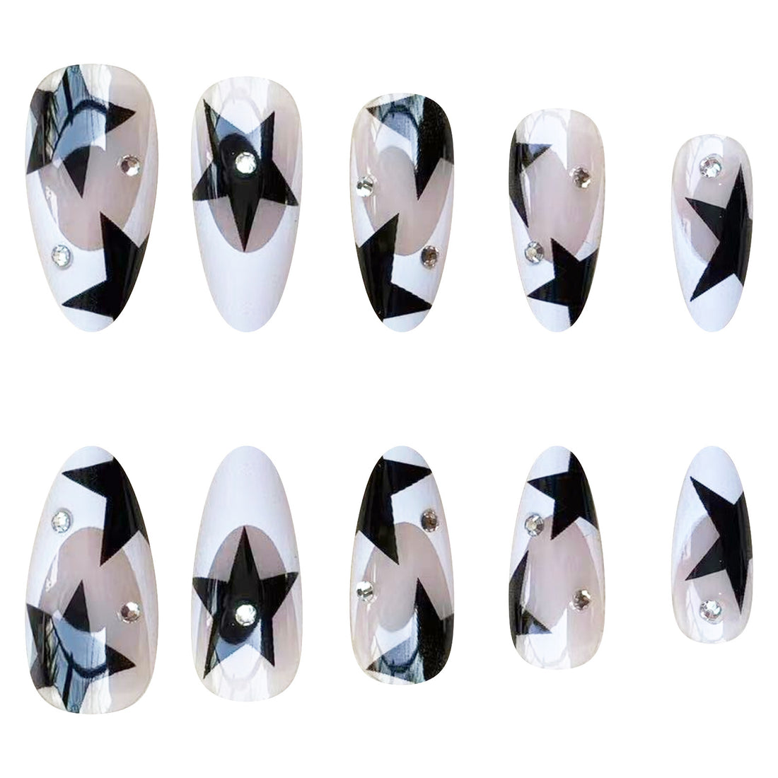 No.F140 Black Rhinestones Fingernails Patch 24pcs/Set