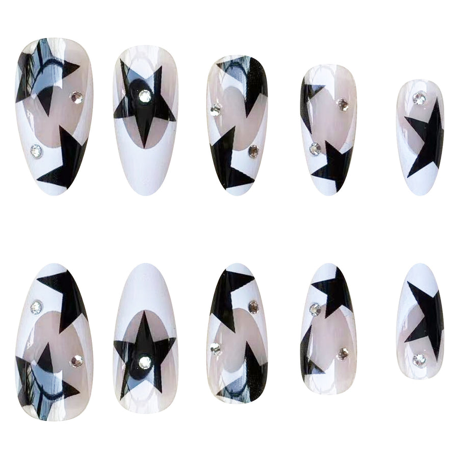 No.F140 Black Rhinestones Fingernails Patch 24pcs/Set