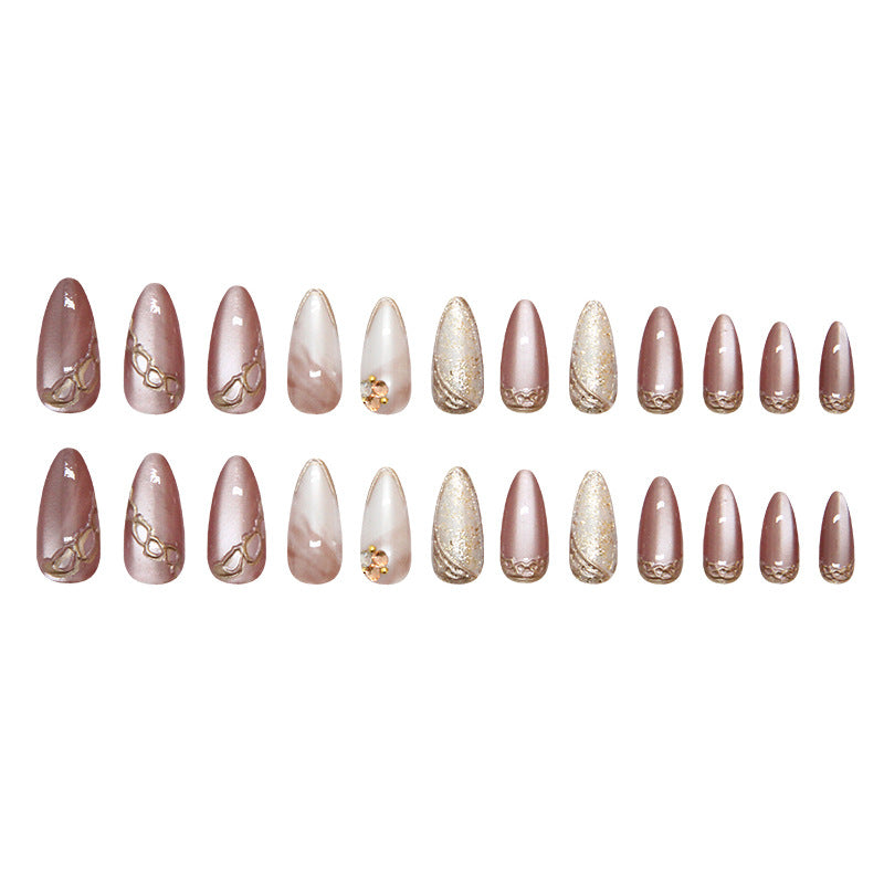 No.F516 Brown Cat's Eye Fingernails Patch 24pcs/Set