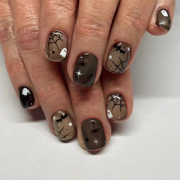 No.AW122 Halloween Spider Web Ghost Fingernails Patch 24pcs/Set