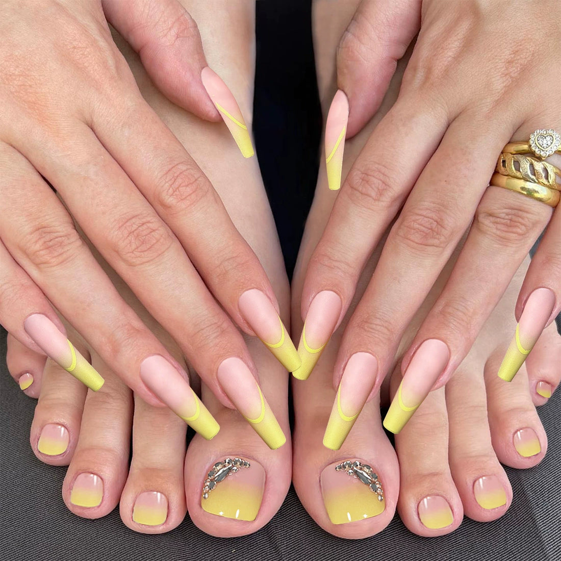 No.PSN44 Light Yellow Hand & Toe Pair Set-48pcs