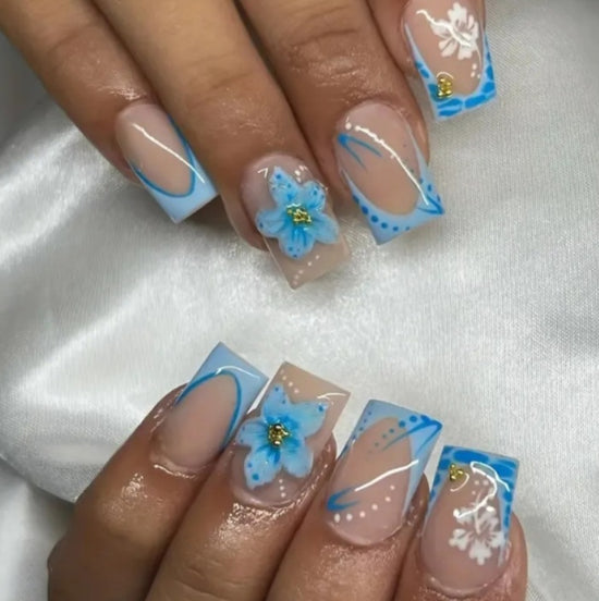No.PSN163 Blue Flower Hand & Toe Pair Set-48pcs