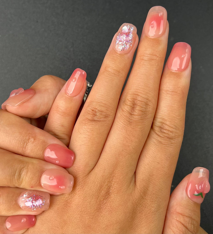 No.FP31 Cute Peach Hand Made Fingernails 10pcs