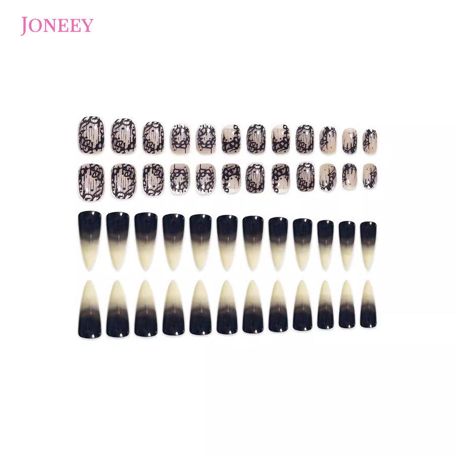 No.PSN129 Black Fingernails Pair Set-48pcs